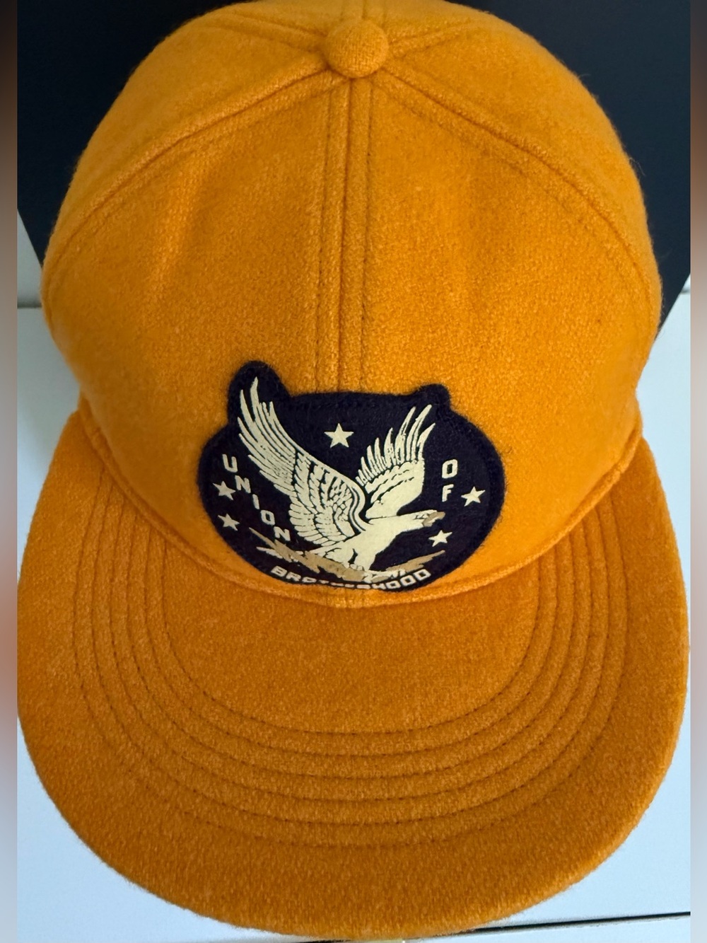 RRL Ralph Lauren Men’s Wool Leather Strap Brotherhood Eagle Cap Hat Gold NWT - Picture 7 of 17